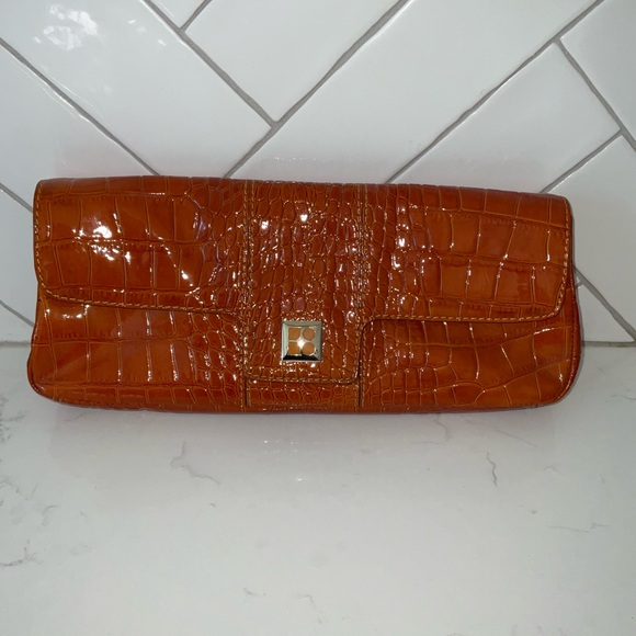 Kate Spade Vibrant Orange Embossed Clutch